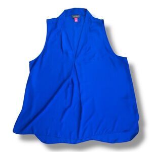Vince Camuto Blue Sleeveless Blouse with Mandarin Collar Sz Large